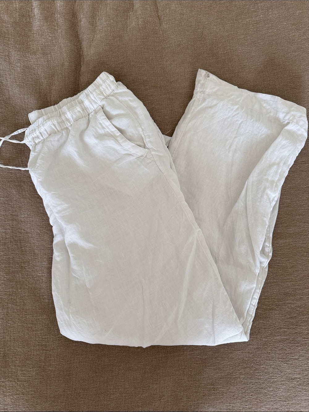 Women’s  White Linen Drawstring Pants
